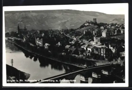 AK Bingen a. Rh., Naheeseite, Römerberg, Drususbrücke