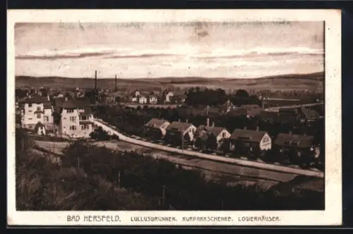AK Bad Hersfeld, Lullusbrunnen, Kurparkschenke, Logierhäuser