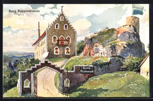 AK Rupprechtstein /Sulzbacher Schweiz, Burg Rupprechtstein, Burgrestaurant, Hotel, Besitzer J. Pickel
