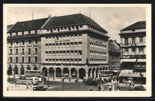 AK Berlin, Unter den Linden Ecke Friedrichstrasse, Haus der Schweiz, Verkehrsbüro