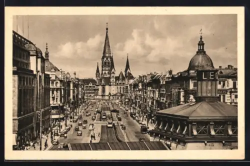 AK Berlin-Charlottenburg, Kaiser-Wilhelm-Gedächtniskirche, Strassenszene
