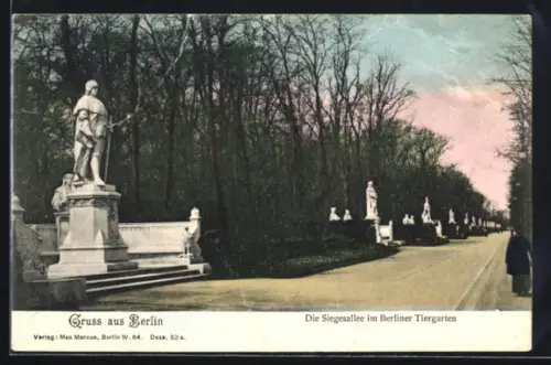 AK Berlin, Siegesallee im Tiergarten