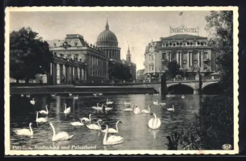 AK Potsdam, Stadtschloss und Palasthotel