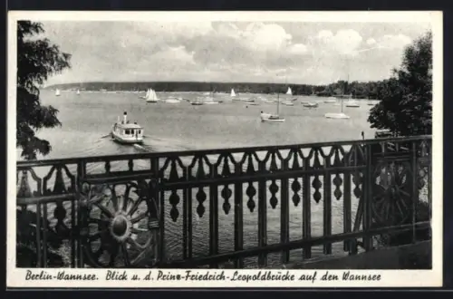 AK Berlin-Wannsee, Blick von der Prinz-Friedrich-Leopold-Brücke auf den Wannsee