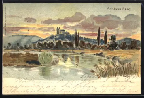 Künstler-AK Banz, Schloss Banz mit Umgebung