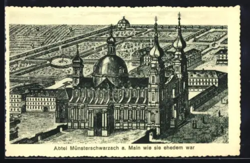 Künstler-AK Münsterschwarzach a. Main, Abtei wie sie ehemals war