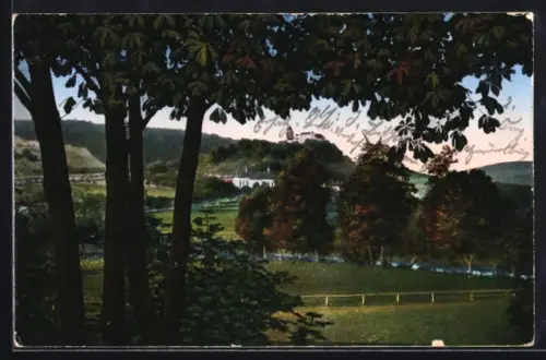 AK Hammelburg, Schloss Saaleck, Blick von Schnabel`s Veranda