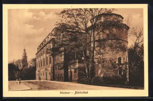 AK Weimar, Bibliothek, Strasse u. Turm