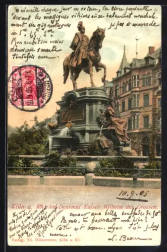 AK Köln-Neustadt, Am Denkmal Kaiser Wilhelm des Grossen