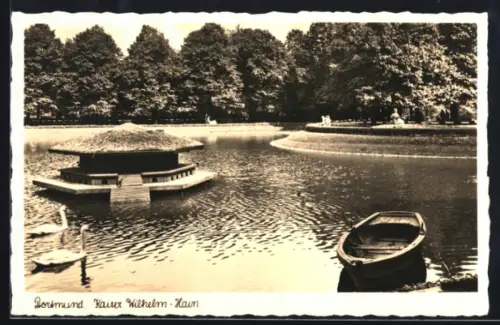 AK Dortmund, Kaiser Wilhelm, Hain, Teich mit Ruderbooten