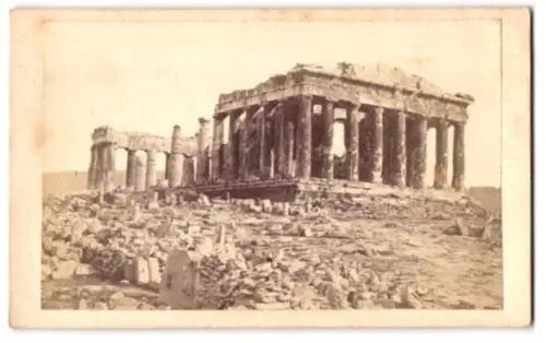Fotografie unbekannter Fotograf, Ansicht Athen, Ruinen des Parthenon, Akropolis, Südfront