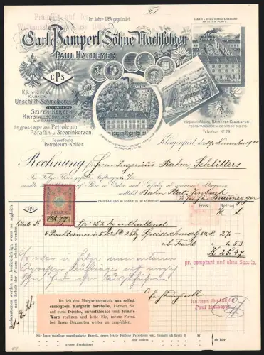 Rechnung Klagenfurt 1900, Carl Pampert Söhne Nachfolger, Seifenfabrik, Verkaufsgeschäft, Comptoir, Lagerhaus