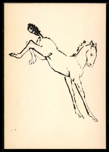 Künstler-AK sign. Renée Sintenis: Ausschlagendes Fohlen