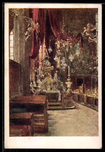 Künstler-AK sign. O. Blazícek: Praha, Velechrám sv. Víta