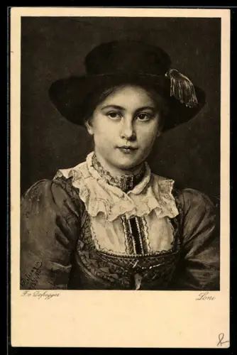 Künstler-AK sign. F. v. Defregger: Loni in Tracht