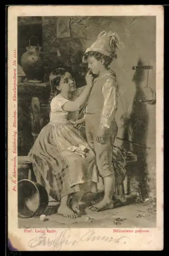 Künstler-AK sign. Luigi Bechi: Militarismo precoce