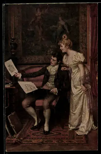 Künstler-AK sign. E. Brack: Ehepaar nach der Hochzeitsreise