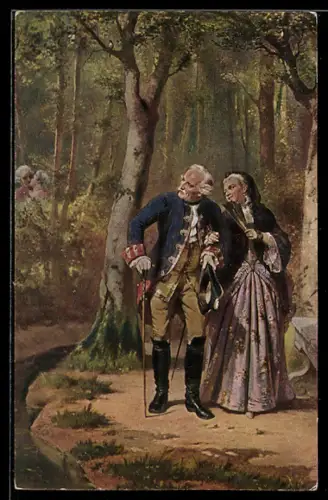 Künstler-AK sign. J. Lulvés: Holde Erinnerungen, Älteres Ehepaar erinnert sich an seine Jugend