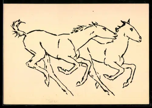 Künstler-AK sign. Renée Sintenis: Galoppierende Fohlen