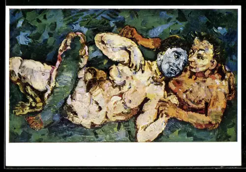 Künstler-AK sign. Oskar Kokoschka: Die Heiden, Nacktes Liebespaar