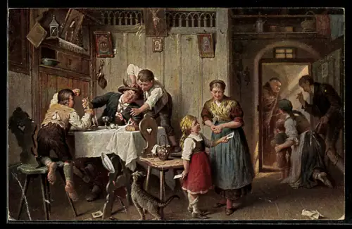 Künstler-AK sign. P. Baumgartner: Kampf um die Reste