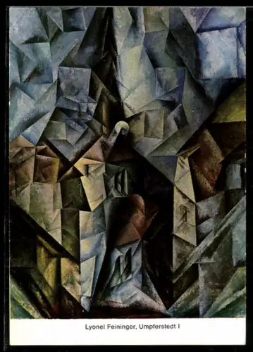 Künstler-AK sign. Lyonel Feininger: Umpferstedt I in abstrakter Darstellung