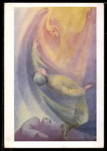 Künstler-AK sign. Bernhard Eyb: Soldatentod