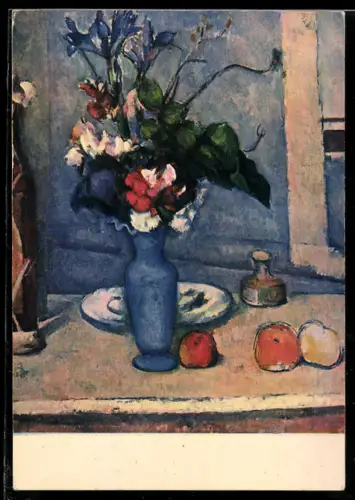 Künstler-AK sign. Paul Cézanne: Die Blaue Vase, daneben Äpfel