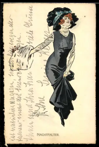 Künstler-AK sign. Prejelan: Sur les Boulevards, Elegante Dame mit Muff