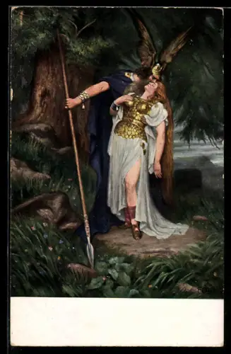 Künstler-AK sign. Leeke: Wotans Abschied