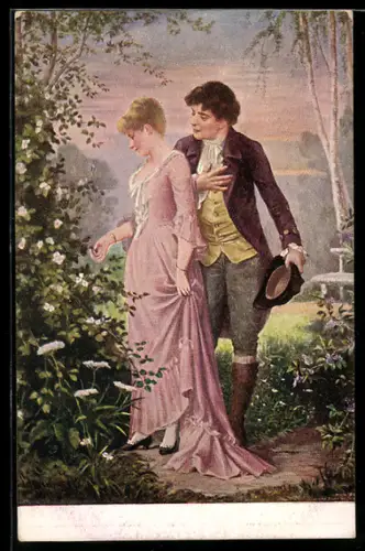 Künstler-AK sign. C. Schweninger: Herr macht Frau ein Geständnis