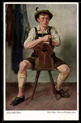 Künstler-AK Junger Mann in bayerischer Tracht