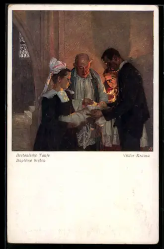 Künstler-AK Brüder Kohn (B.K.W.I) Nr.1053: bretonische Taufe