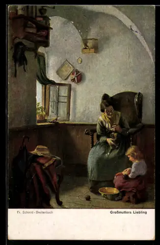 Künstler-AK sign. Fr. Schmid-Breitenbach: Grossmutters Liebling