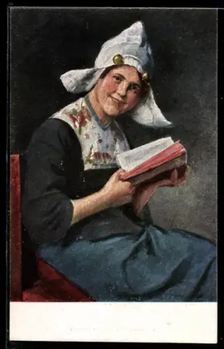 Künstler-AK sign. Rottmann: Holländerin mit einem Buch