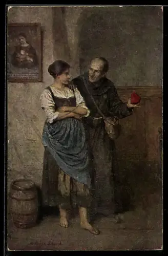 Ölgemälde-Imitations-AK Erpaco-Kunstverlag Nr. 4: Der beherzte Pater