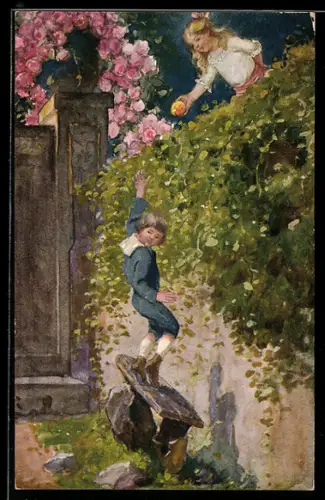 Künstler-AK sign. E. Sommavilla: Die versuchende Eva