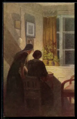 Künstler-AK sign. Eijler-Sörensen: Rückenansicht von zwei Frauen