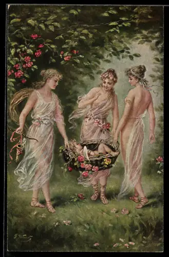 Künstler-AK sign. F. Weinert: Amors Entführung