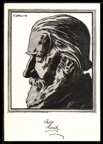 Künstler-AK F. Jüttner: Wilhelm Raabe Portrait