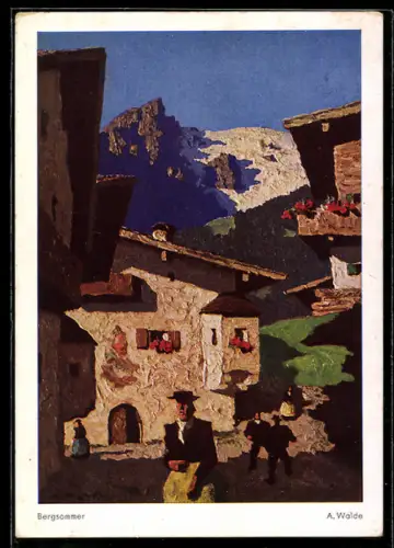 Künstler-AK sign. A. Walde: Bergsommer