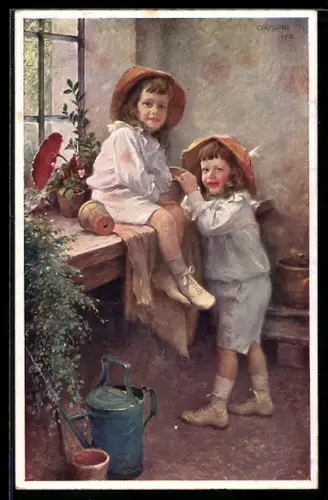 Künstler-AK sign. Carl Fröschl: Im Glashaus