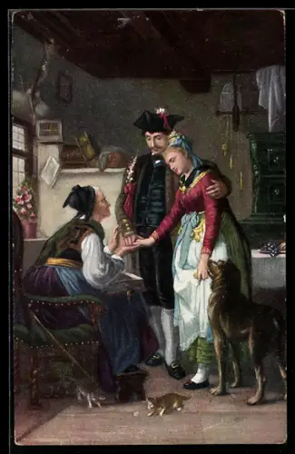 Künstler-AK sign. J. Grünwald: Grossmutters Segen