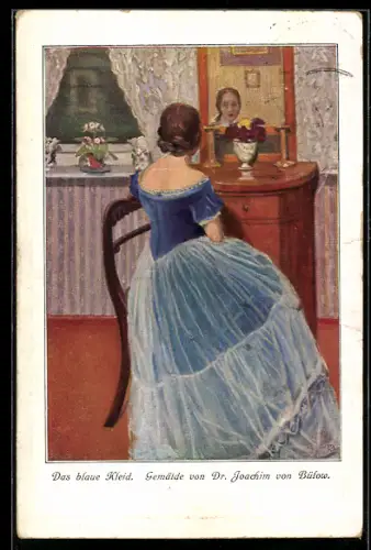 Künstler-AK sign. Joachim von Bülow: Das blaue Kleid