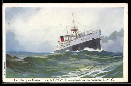 Foto-AK Passagierschiff Jacques Cartier der Cie. Gle. Transatlantique auf hoher See