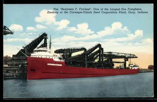 AK Gary, IN, Erz-Frachtschiff Benjamin F. Fairless im Hafen, Handelsschiff