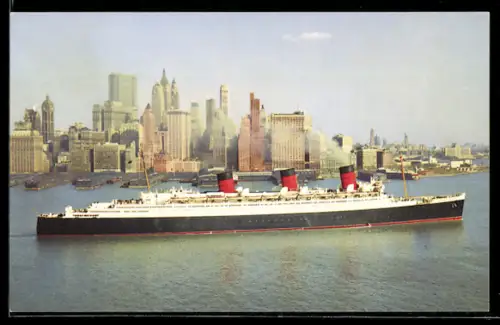 AK Passagierschiff R.M.S. Queen Mary der Cunard Reederei in New York