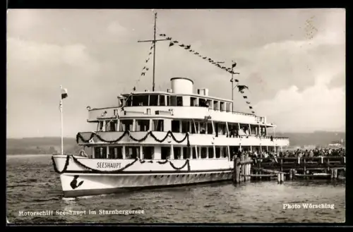 AK Motorschiff Seeshaupt am Anleger im Starnberger See