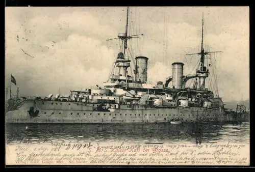 AK Linienschiff S.M.S. Kaiser Karl der Grosse im Hafen