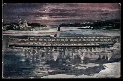 AK Passagierschiff Wintermärchen der Reederei Nobiling auf Fahrt durch Winterlandschaft